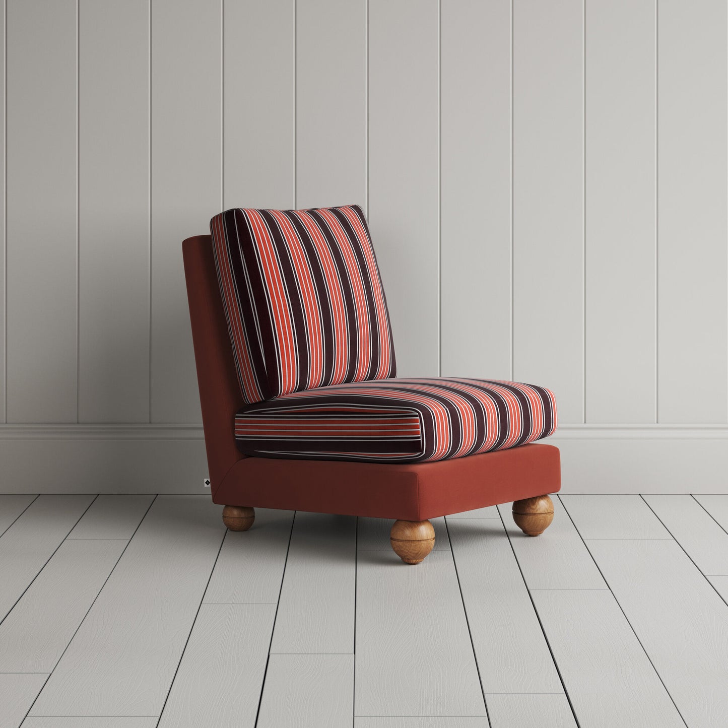 Perch Slipper Armchair in Intelligent Velvet Sienna Frame and Regatta Flame Seat