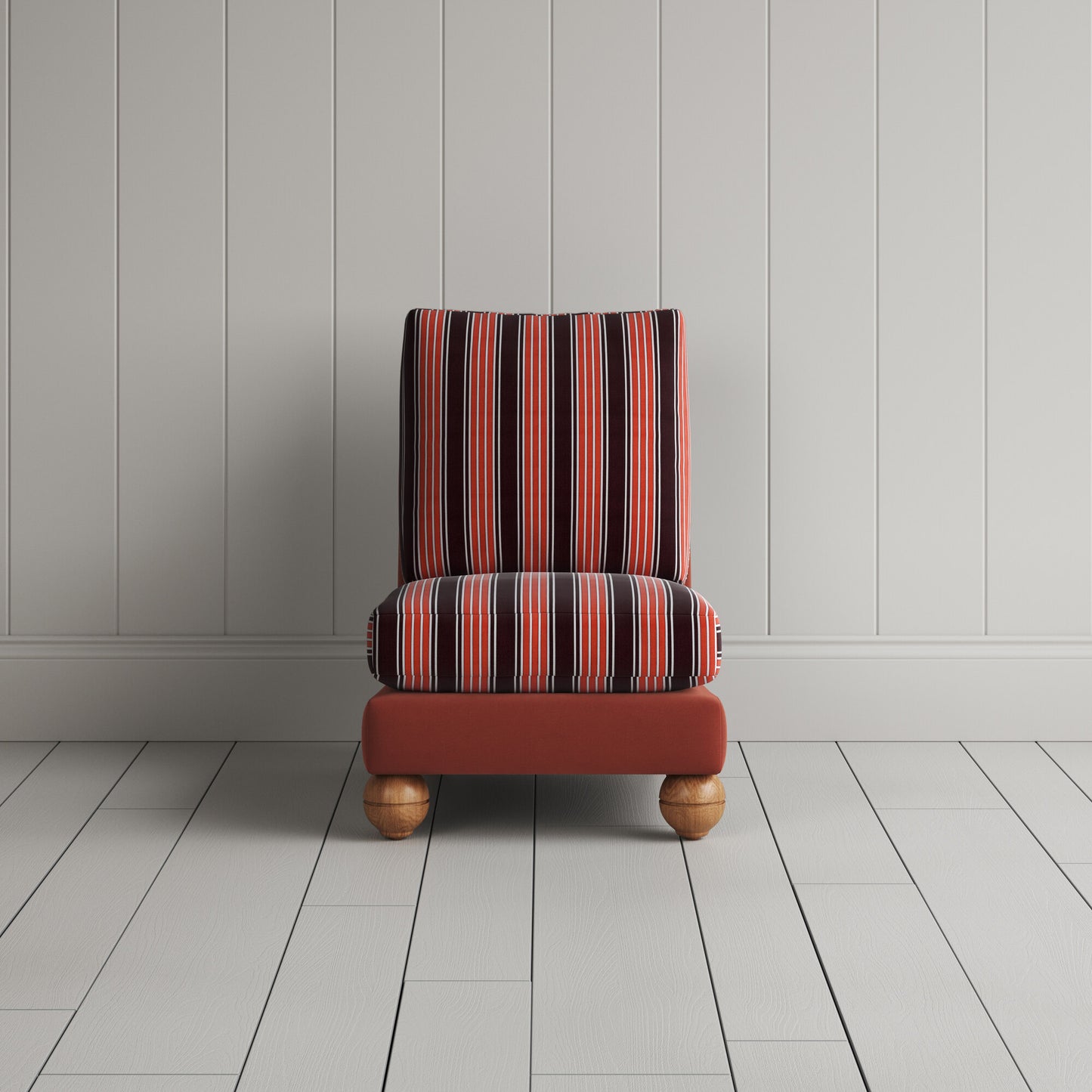 Perch Slipper Armchair in Intelligent Velvet Sienna Frame and Regatta Flame Seat