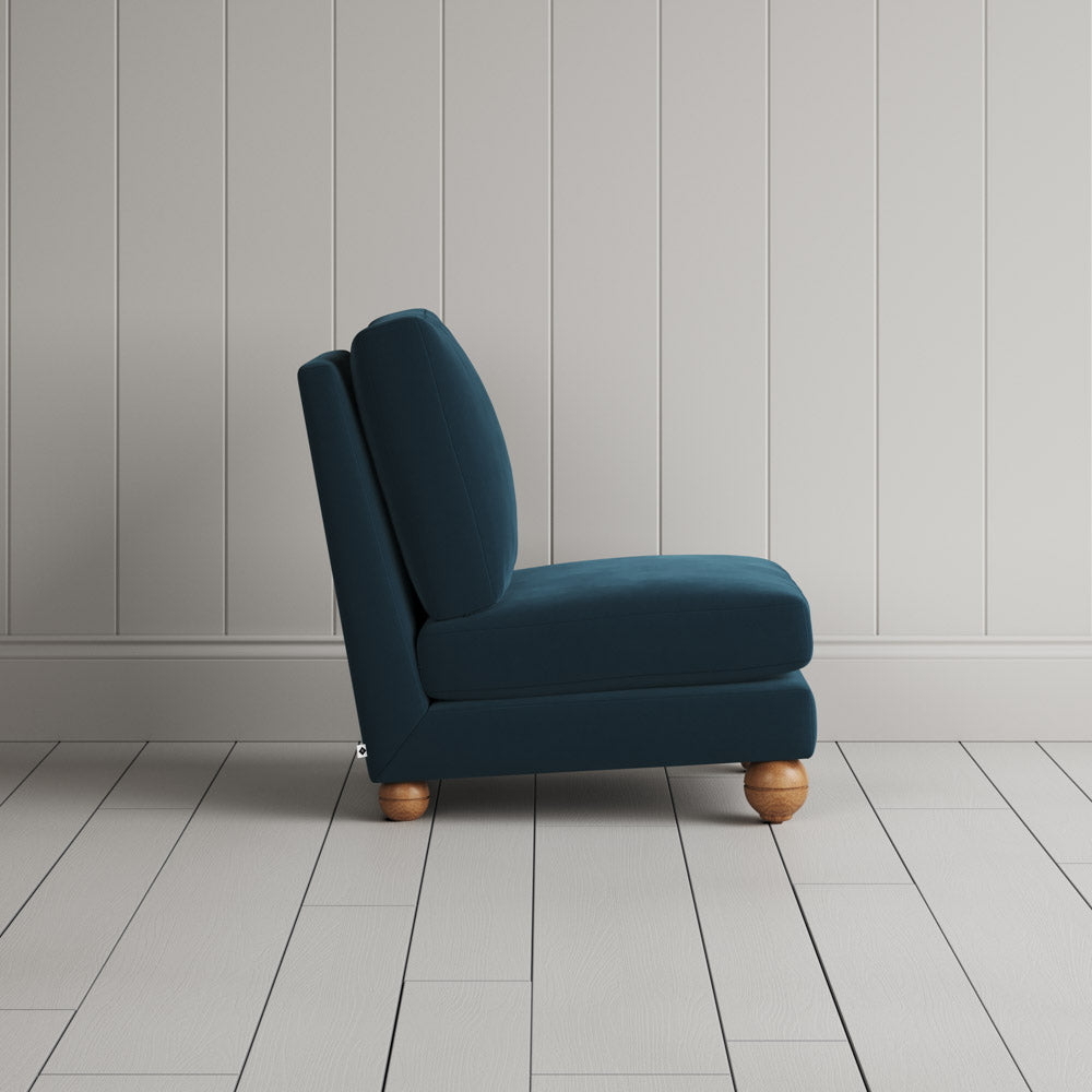  Perch Armchair intelligent velvet aegean, side view by NiX. 