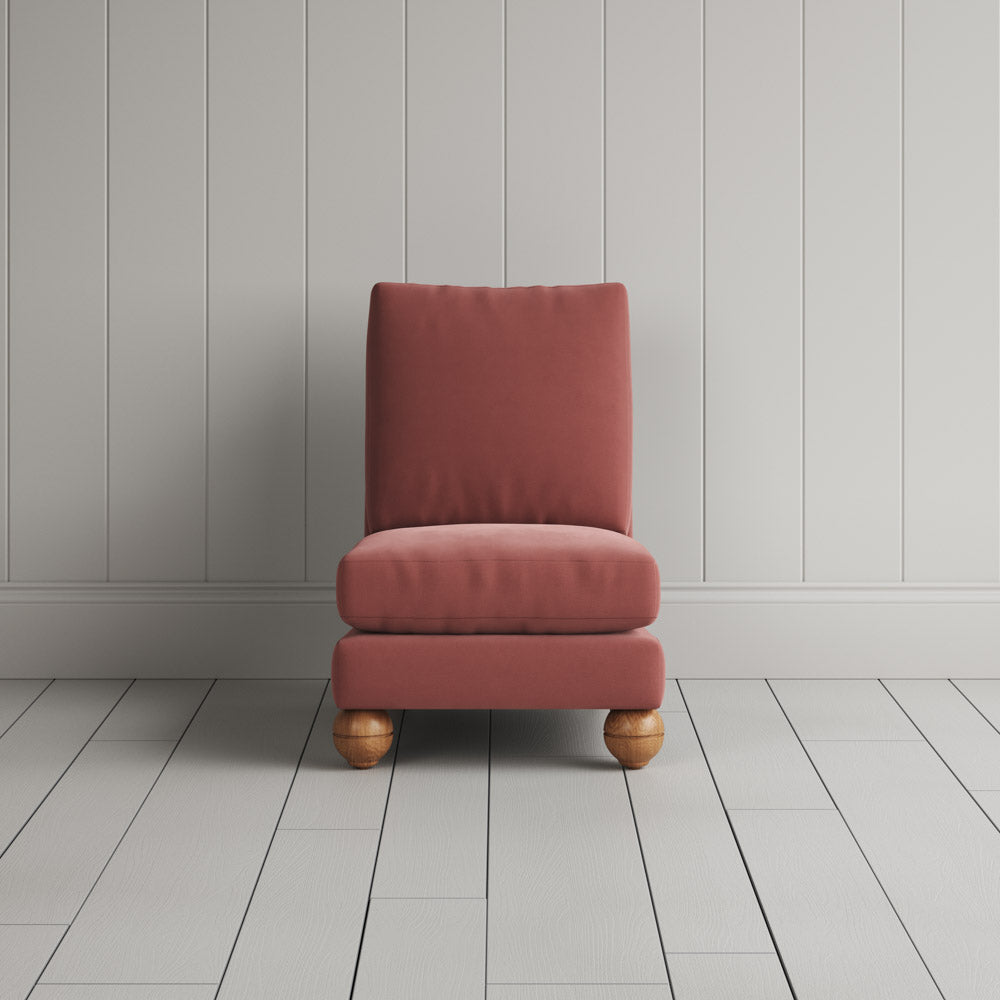  Perch Slipper Armchair in Intelligent Velvet Damson 