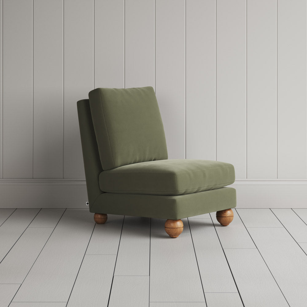  Perch Slipper Armchair in Intelligent Velvet Green Tea 