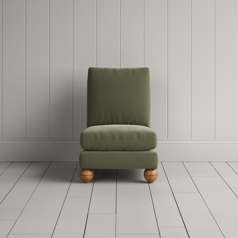  Perch Slipper Armchair in Intelligent Velvet Green Tea 