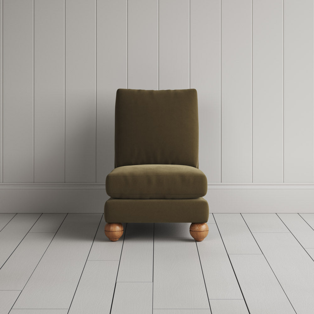  Perch Armchair in Intelligent Velvet Sepia Front View 