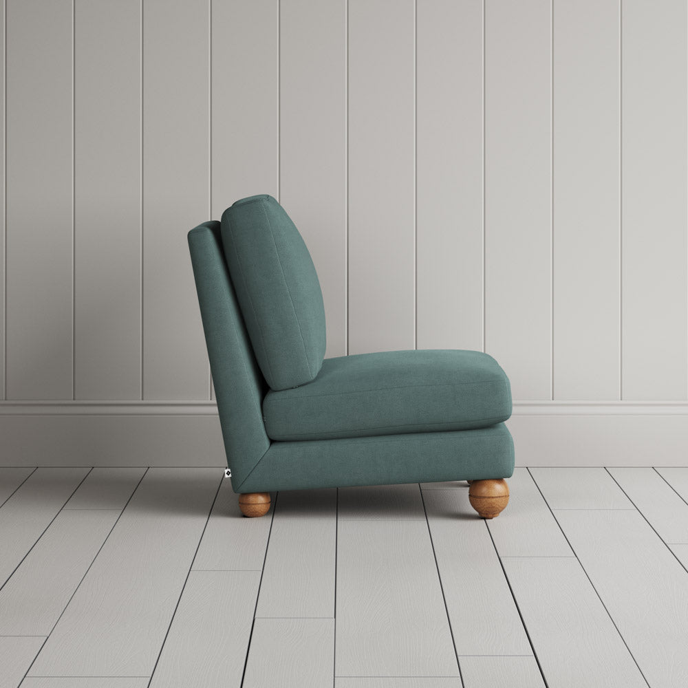  Perch Slipper Armchair in Laidback Linen Mineral side profile 