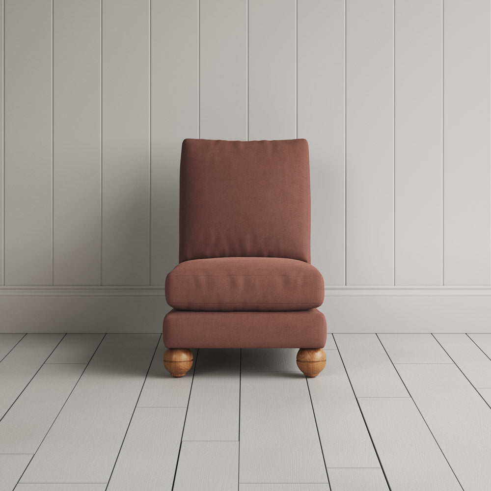 Perch Slipper Armchair in Laidback Linen Sweet Briar front view