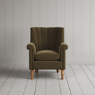 Time Out Armchair fluted back design in intelligent velvet sepia, front view by Nicola Harding.