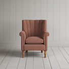 NiX furniture roseberry pink linen armchair with high fluted back, front studio shot.