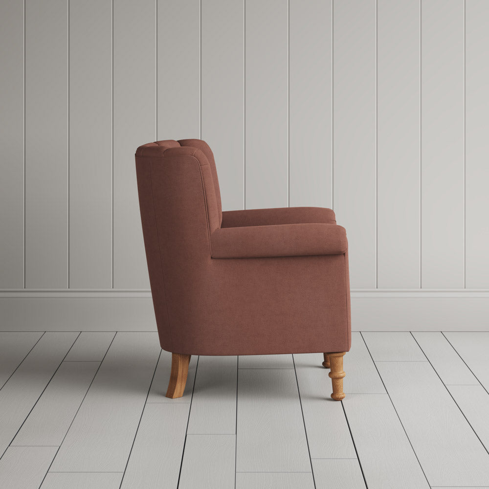  Time Out Armchair in laidback linen sweet briar, side view by NiX. 