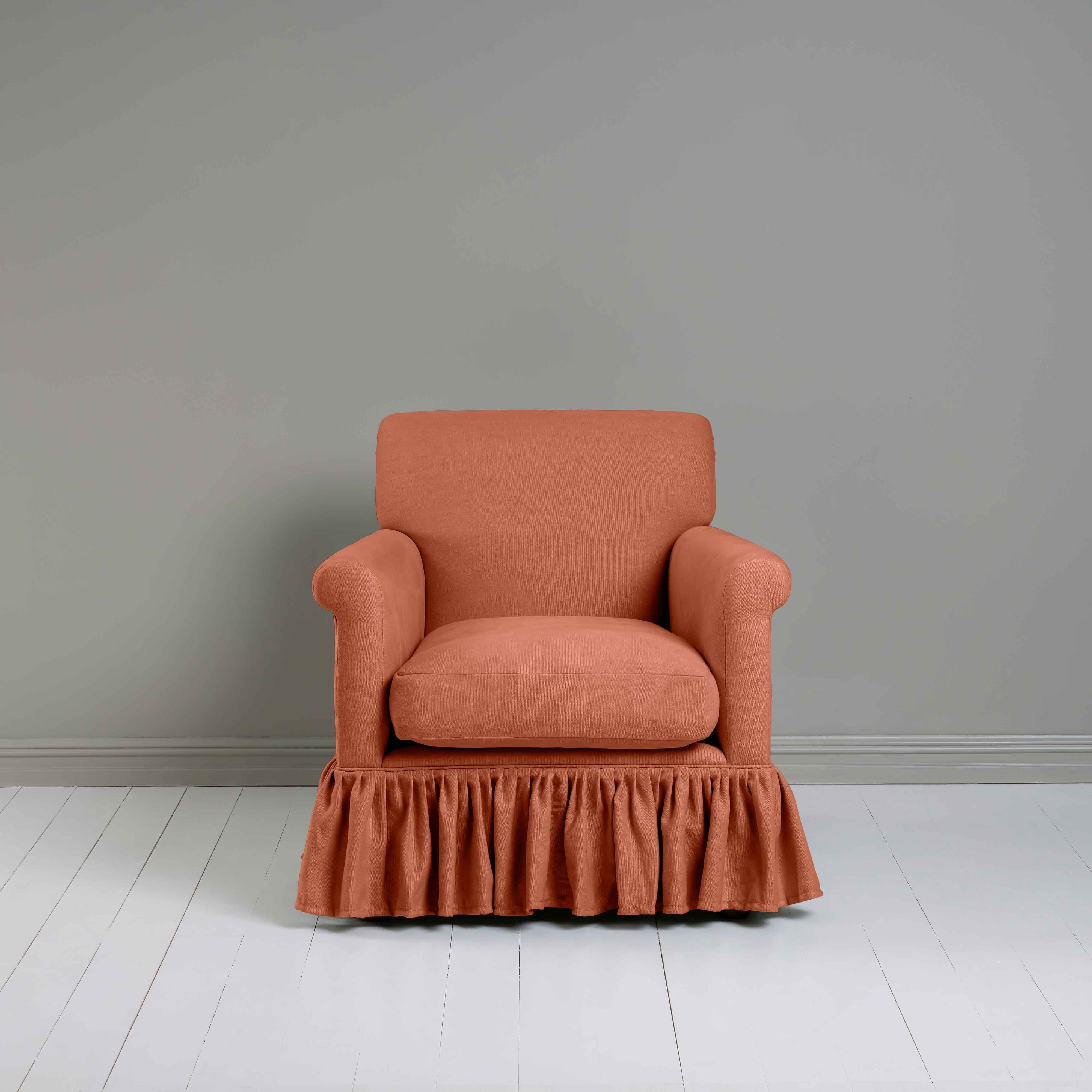  Curtain Call Armchair in Laidback Linen Cayenne - Nicola Harding 