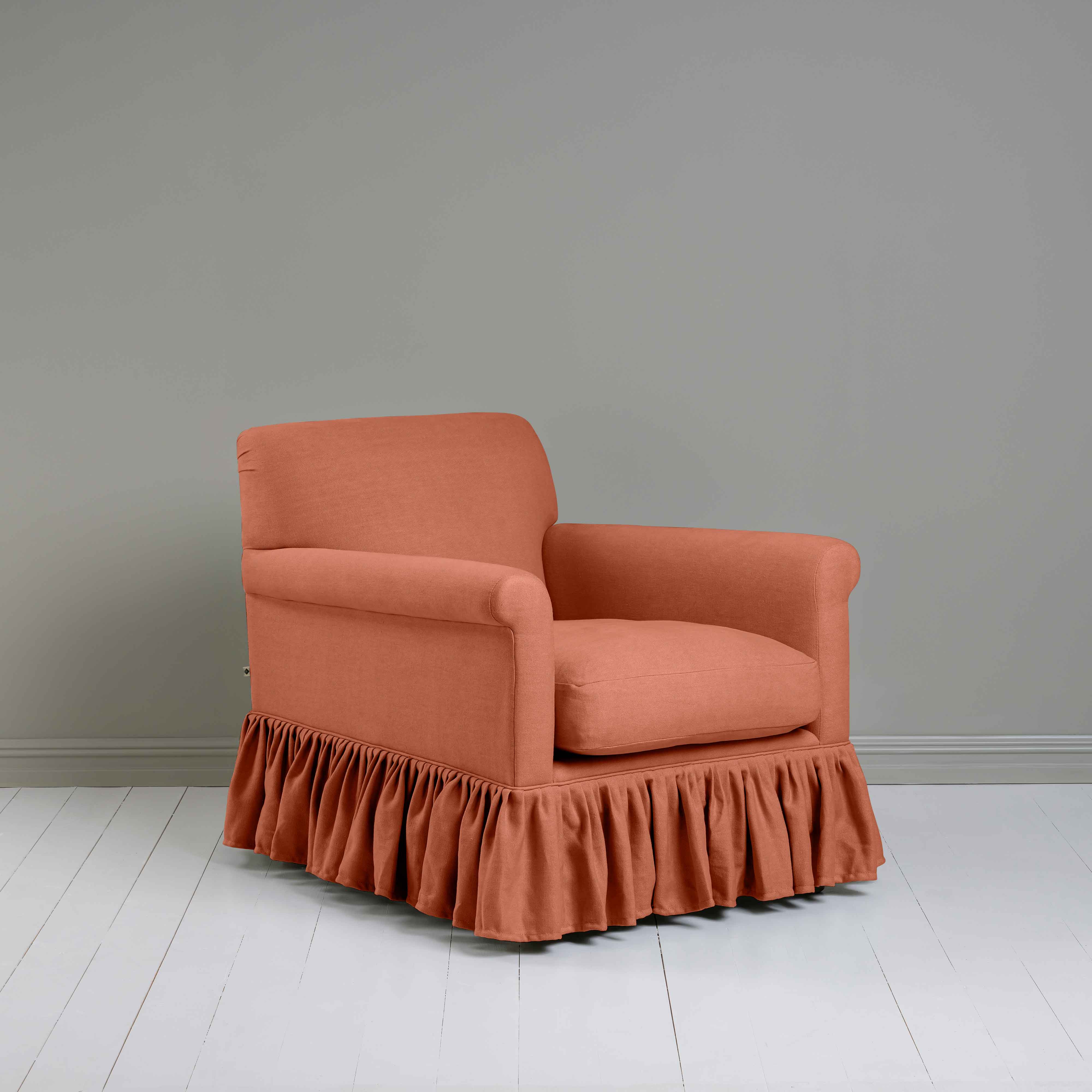  Curtain Call Armchair in Laidback Linen Cayenne - Nicola Harding 