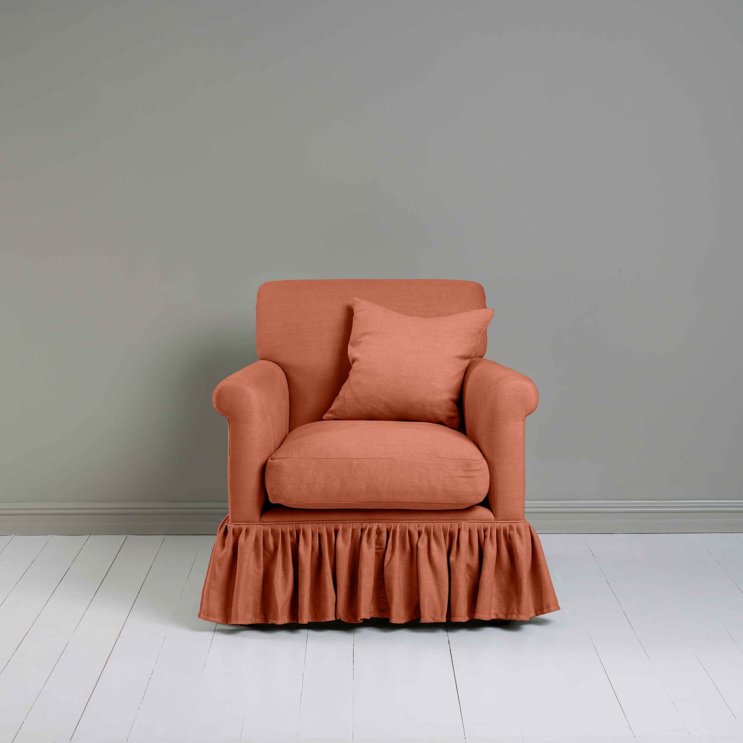 Curtain Call Armchair in Laidback Linen Cayenne - Nicola Harding