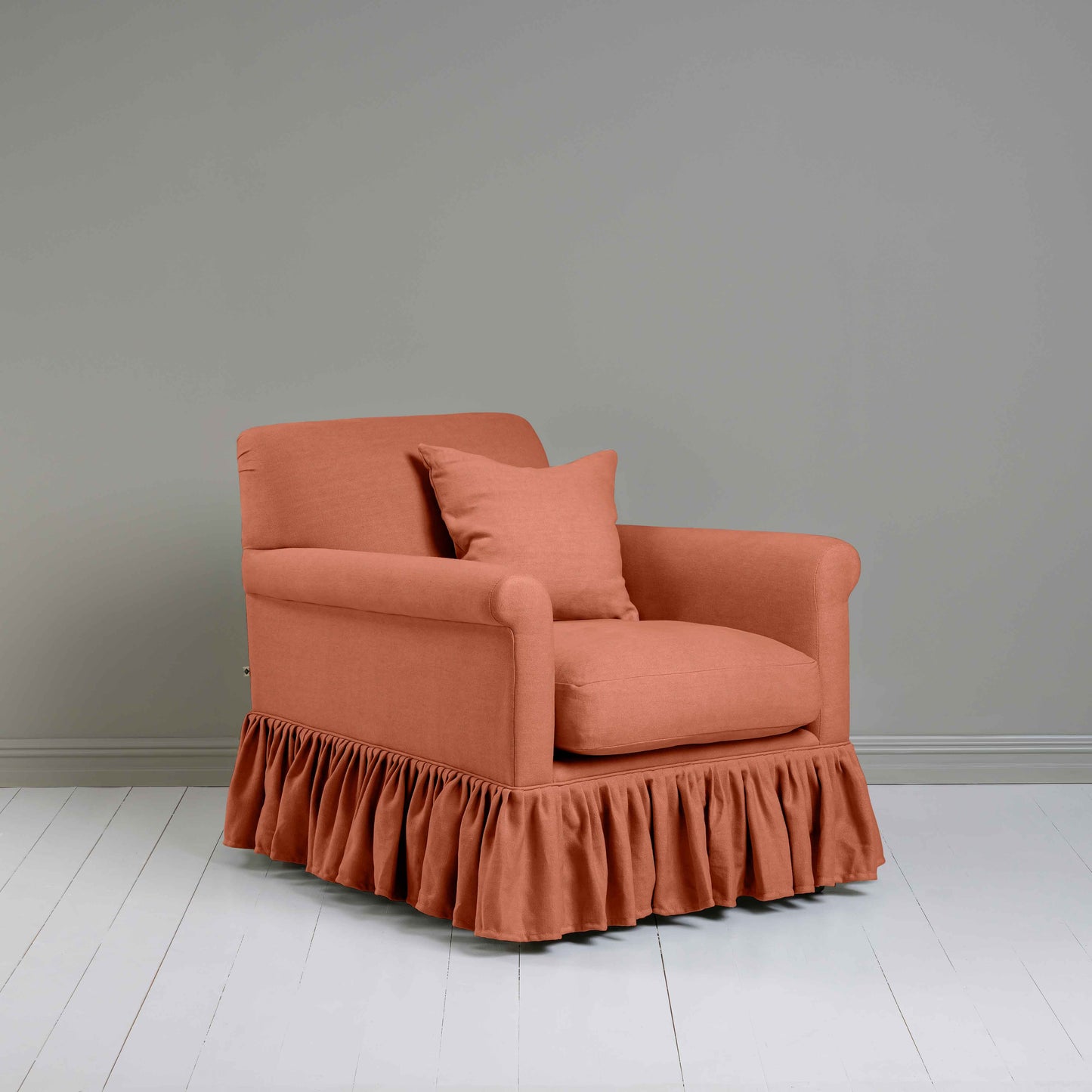 Curtain Call Armchair in Laidback Linen Cayenne - Nicola Harding