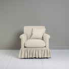  Curtain Call Armchair in Laidback Linen Dove, With a Matching Square Cushion from Front View - Nicola Harding 