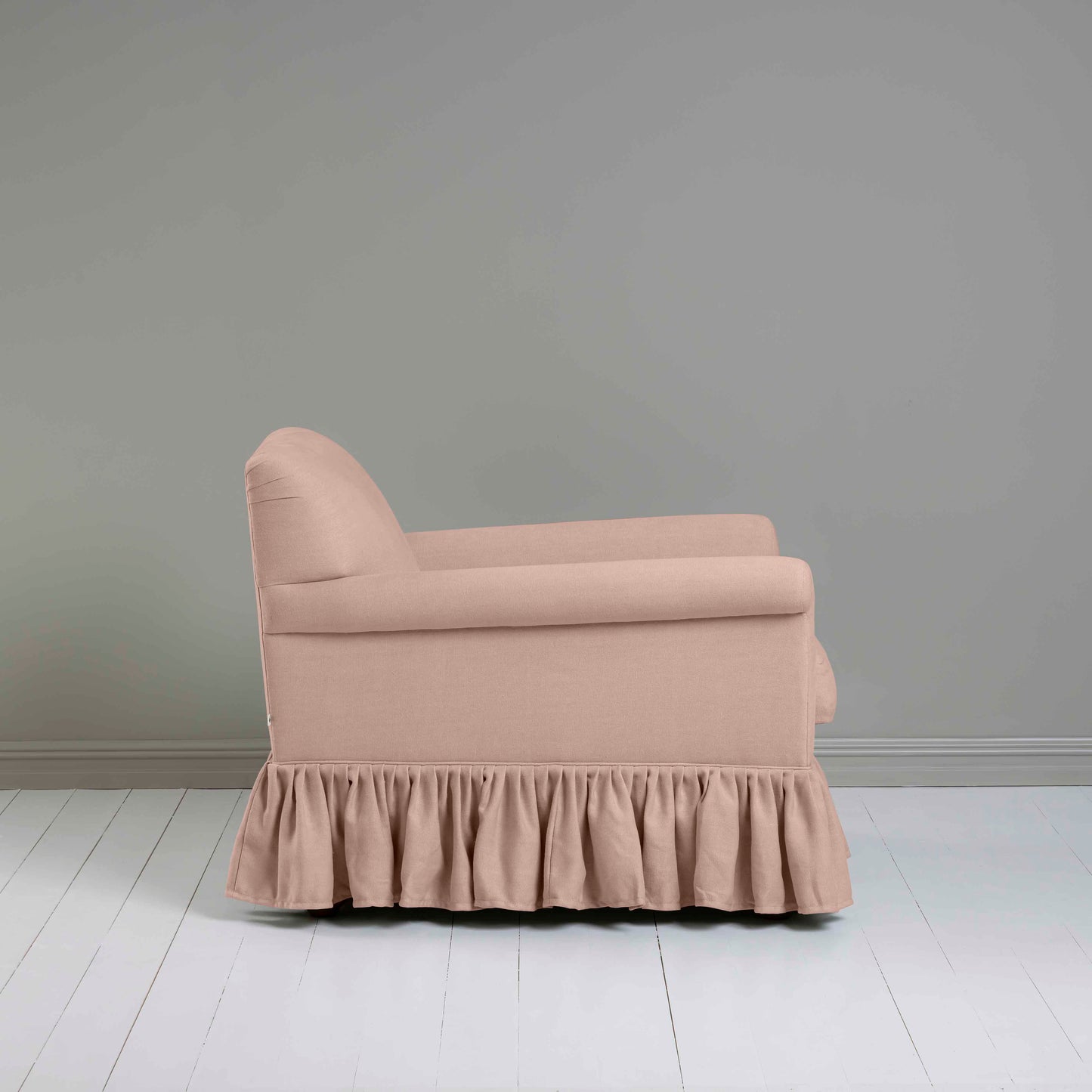 Curtain Call Armchair in Laidback Linen Dusky Pink - Nicola Harding