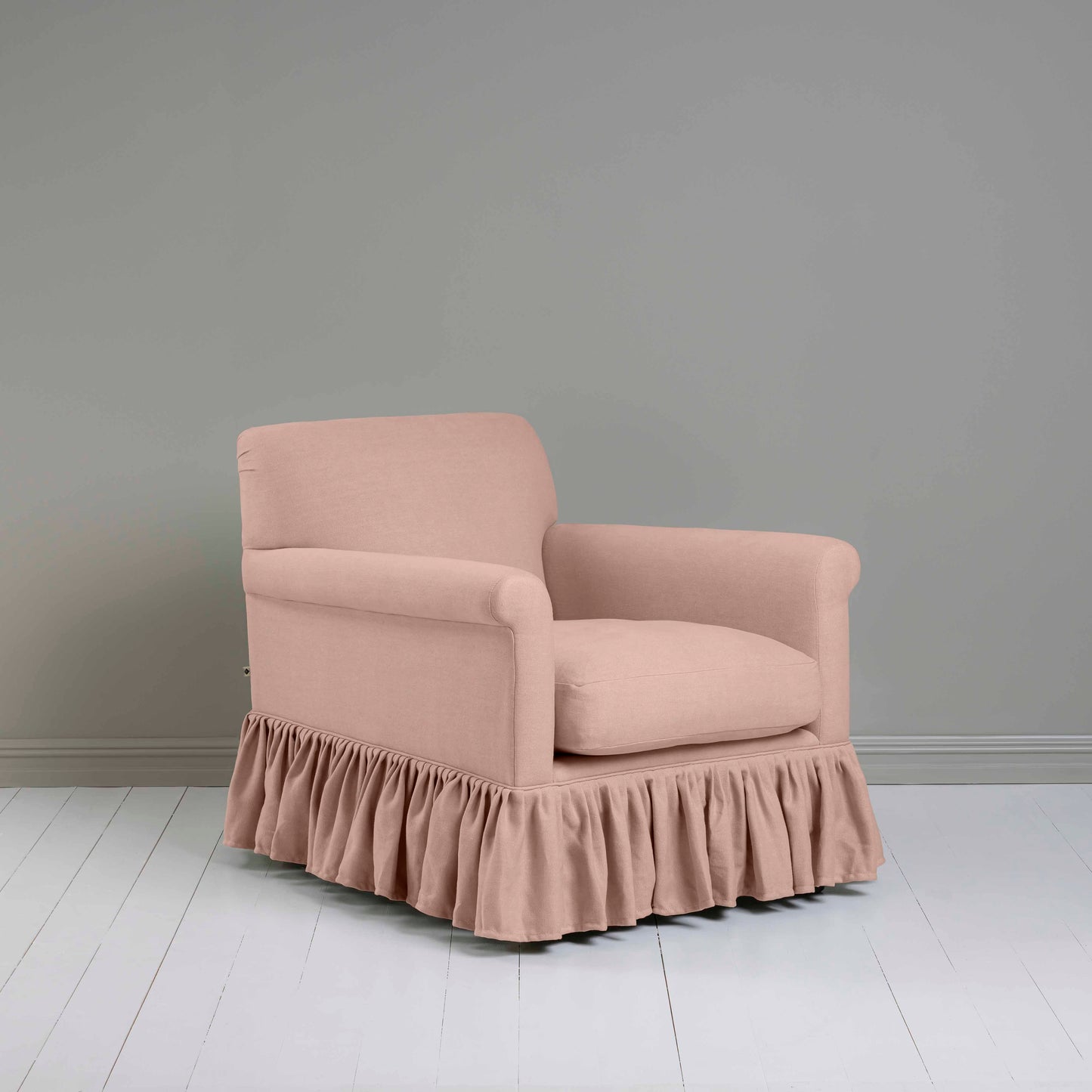 Curtain Call Armchair in Laidback Linen Dusky Pink - Nicola Harding