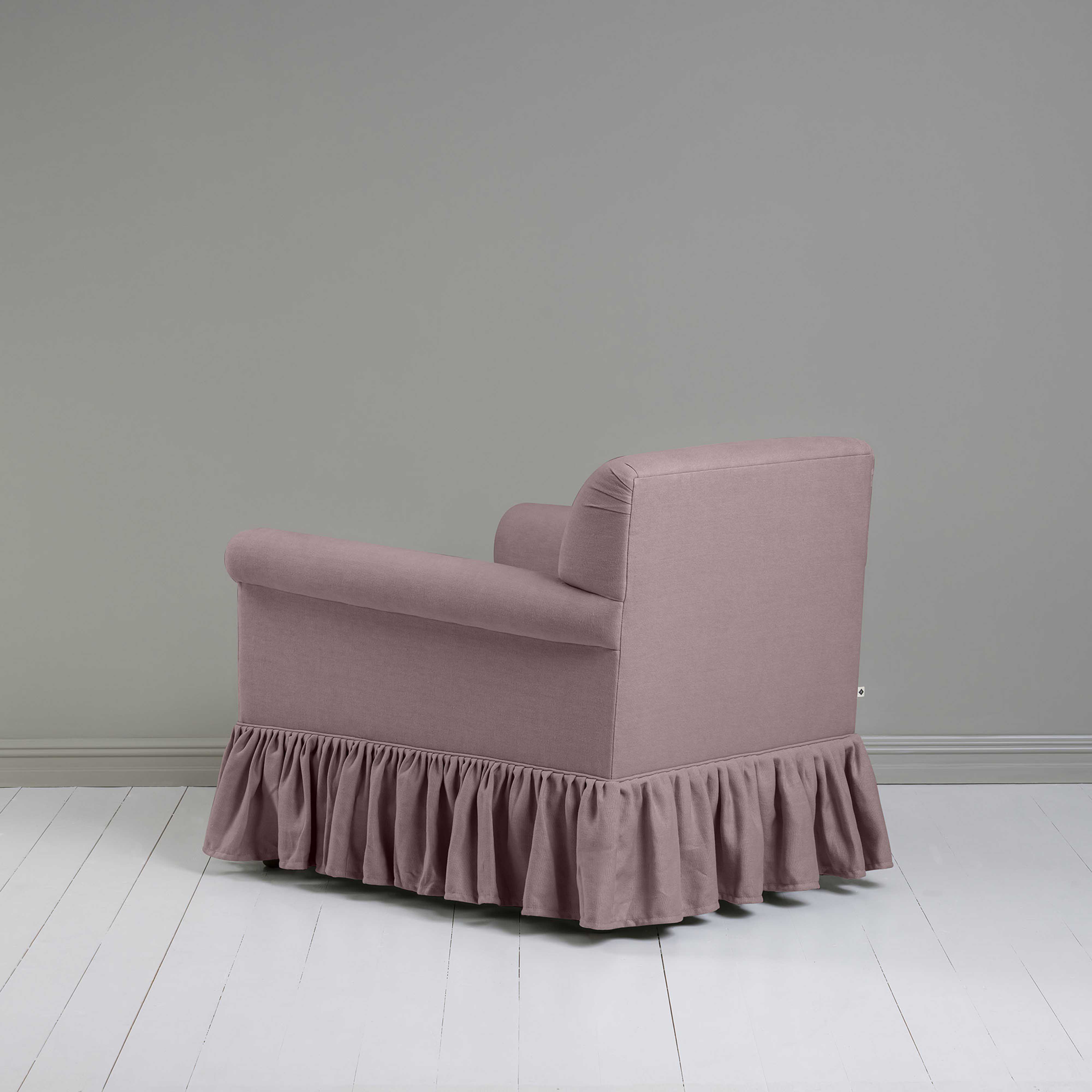  Curtain Call Armchair in Laidback Linen Heather, Back View - Nicola Harding 