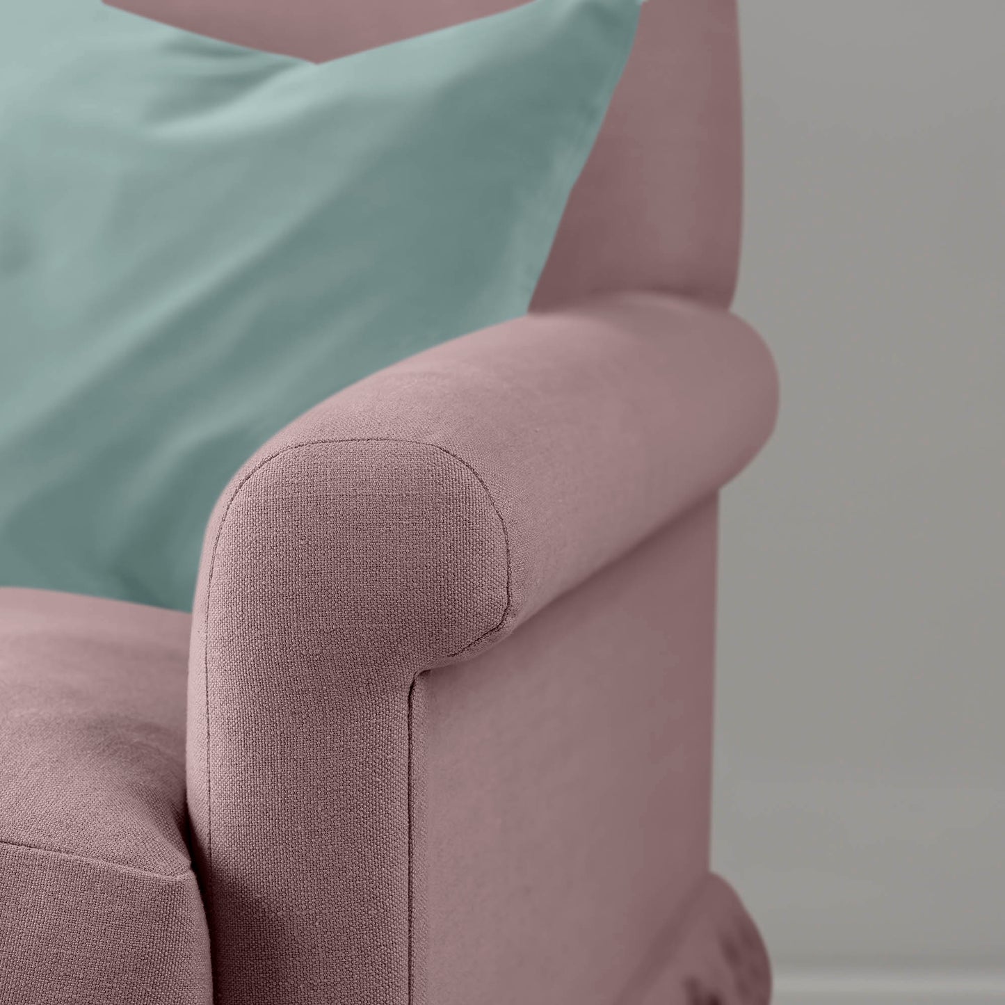 Curtain Call Armchair in Laidback Linen Heather, Arm Closeup - Nicola Harding