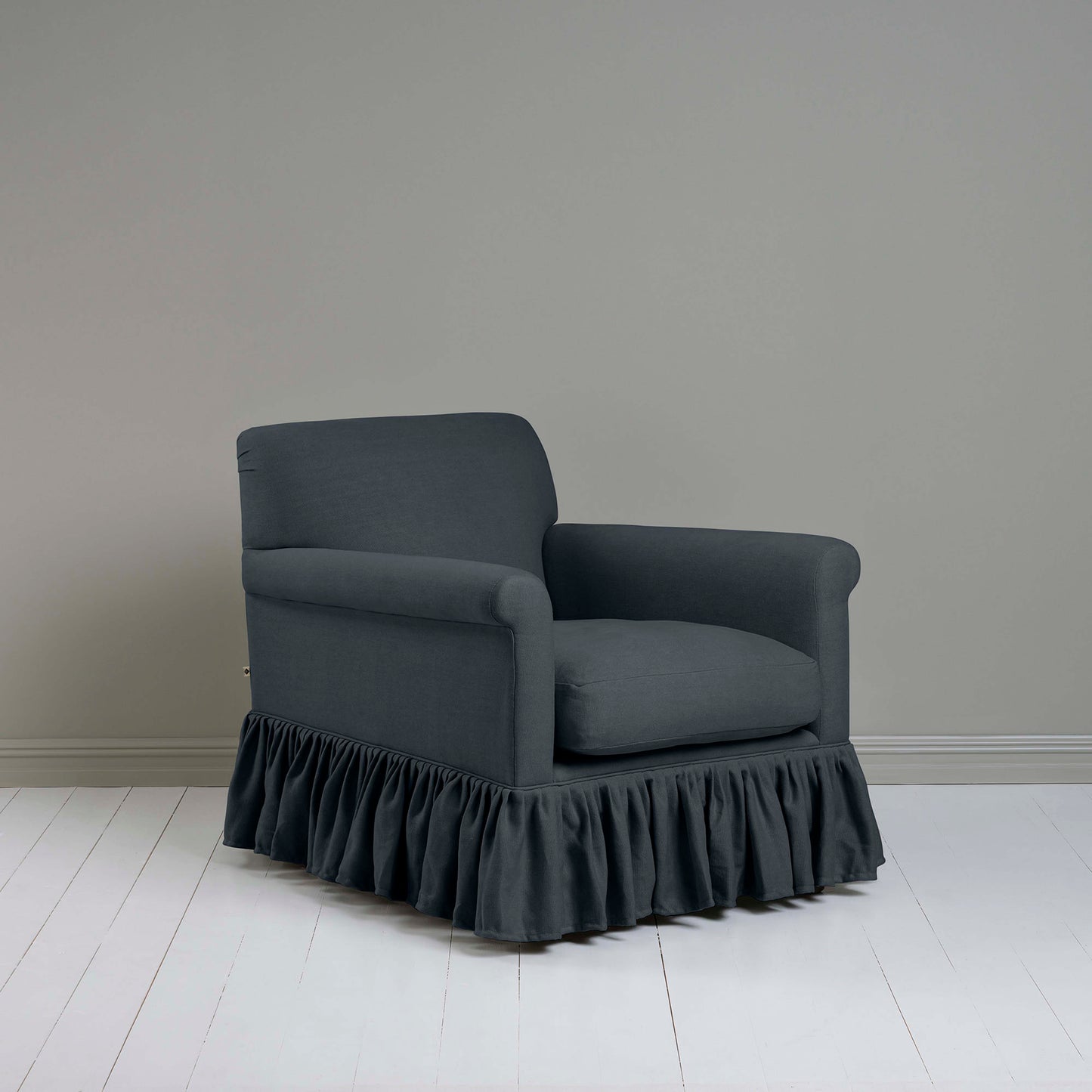 Curtain Call Armchair in Laidback Linen Midnight - Nicola Harding