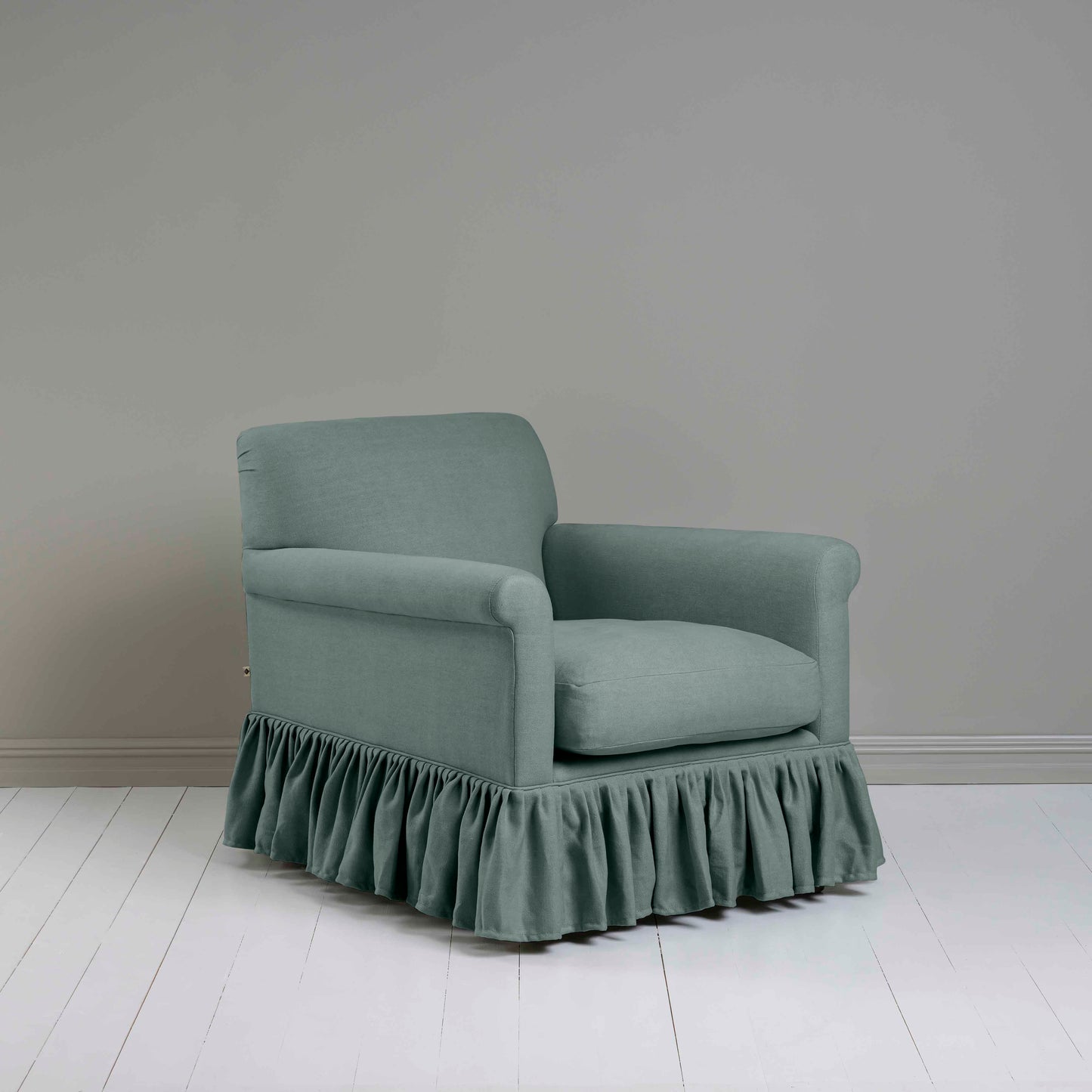 Curtain Call Armchair in Laidback Linen Mineral - Nicola Harding