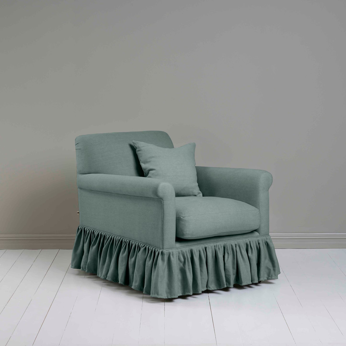 Curtain Call Armchair in Laidback Linen Mineral - Nicola Harding