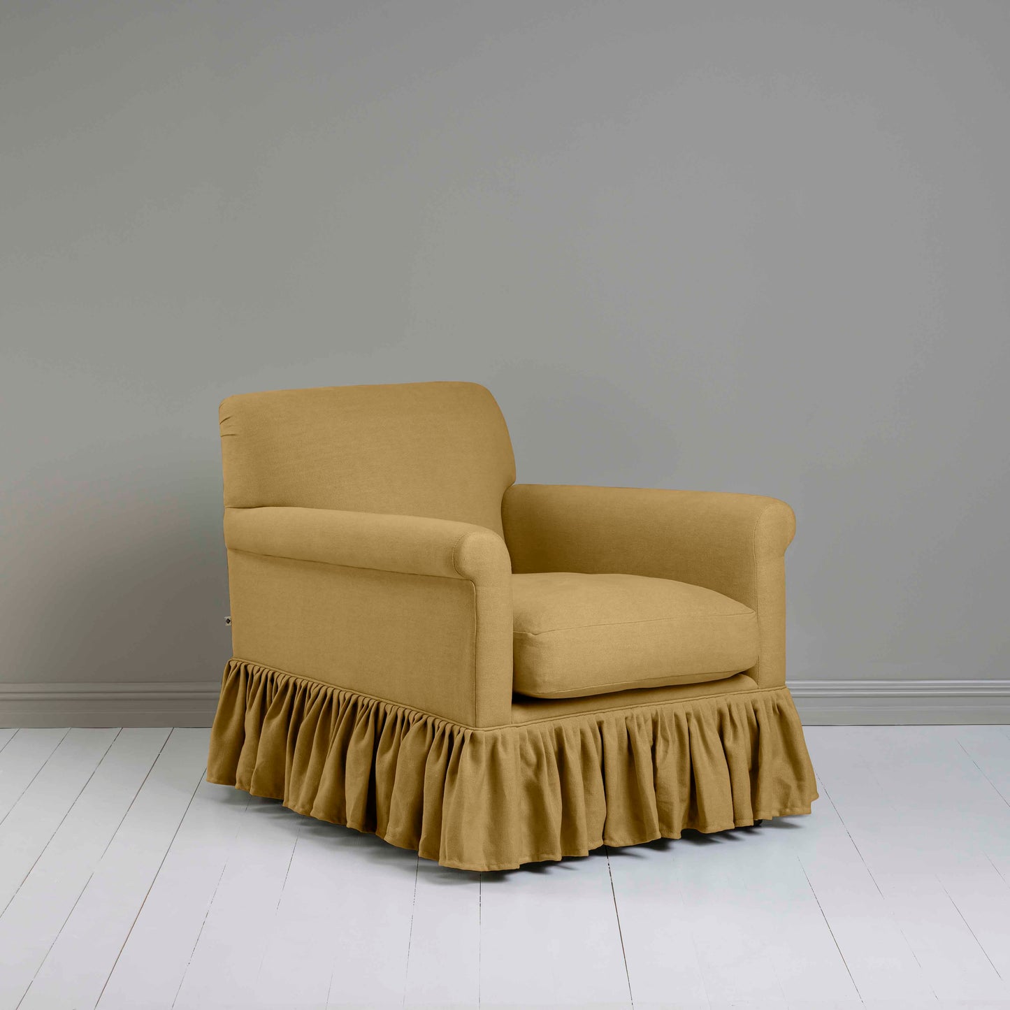 Curtain Call Armchair in Laidback Linen Ochre - Nicola Harding