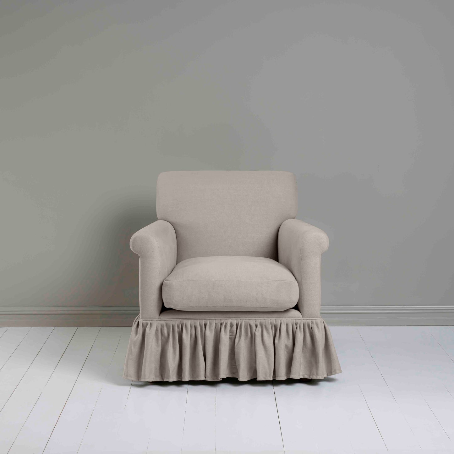 Curtain Call Armchair in Laidback Linen Pearl Grey - Nicola Harding