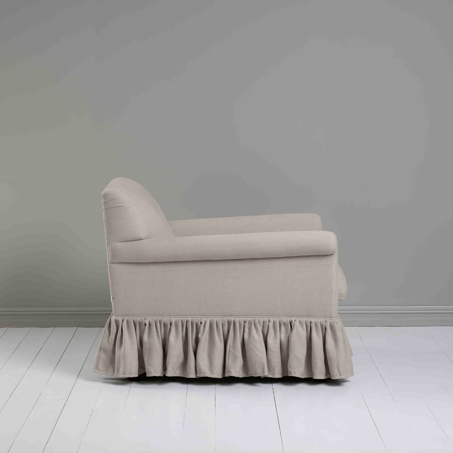 Curtain Call Armchair in Laidback Linen Pearl Grey - Nicola Harding