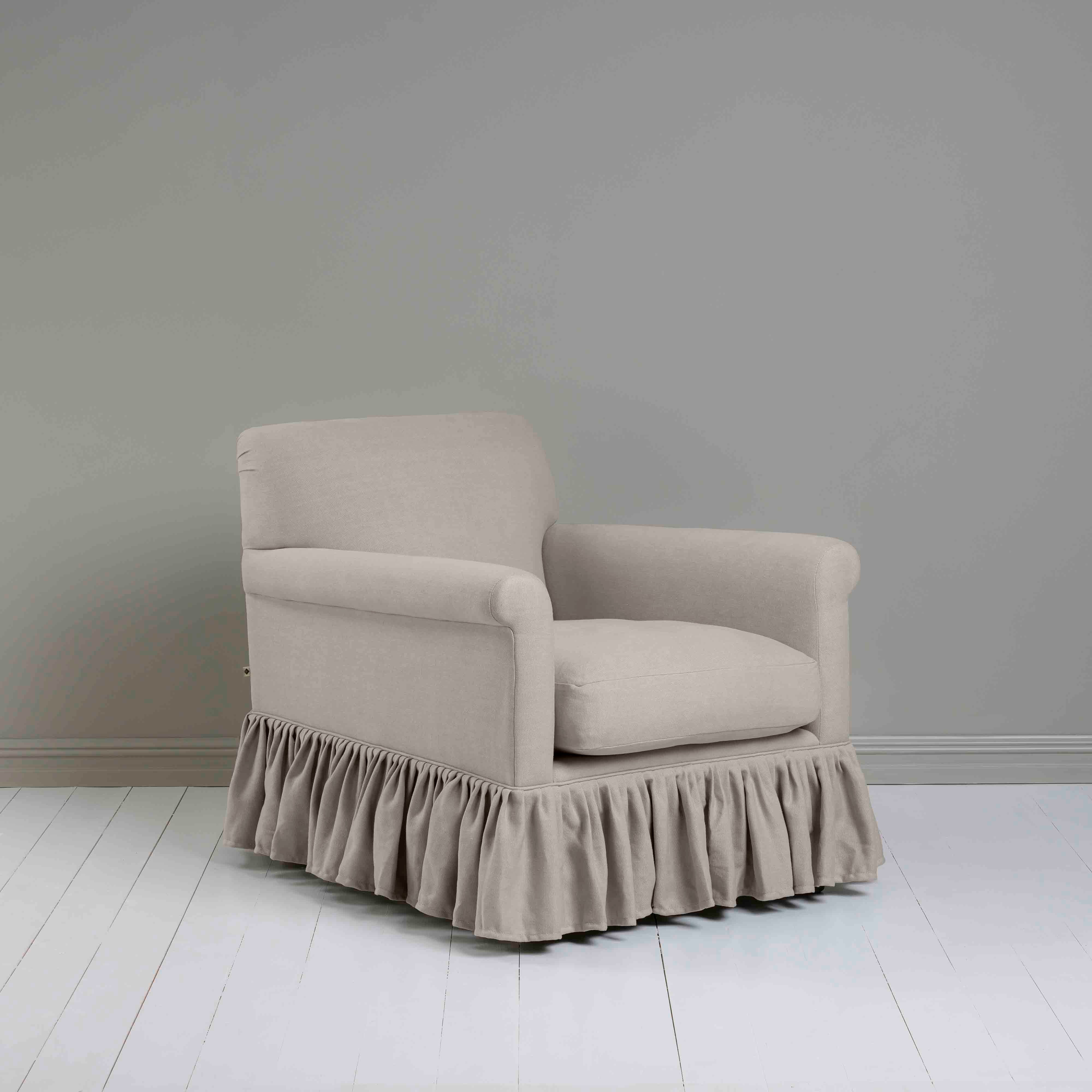  Curtain Call Armchair in Laidback Linen Pearl Grey - Nicola Harding 