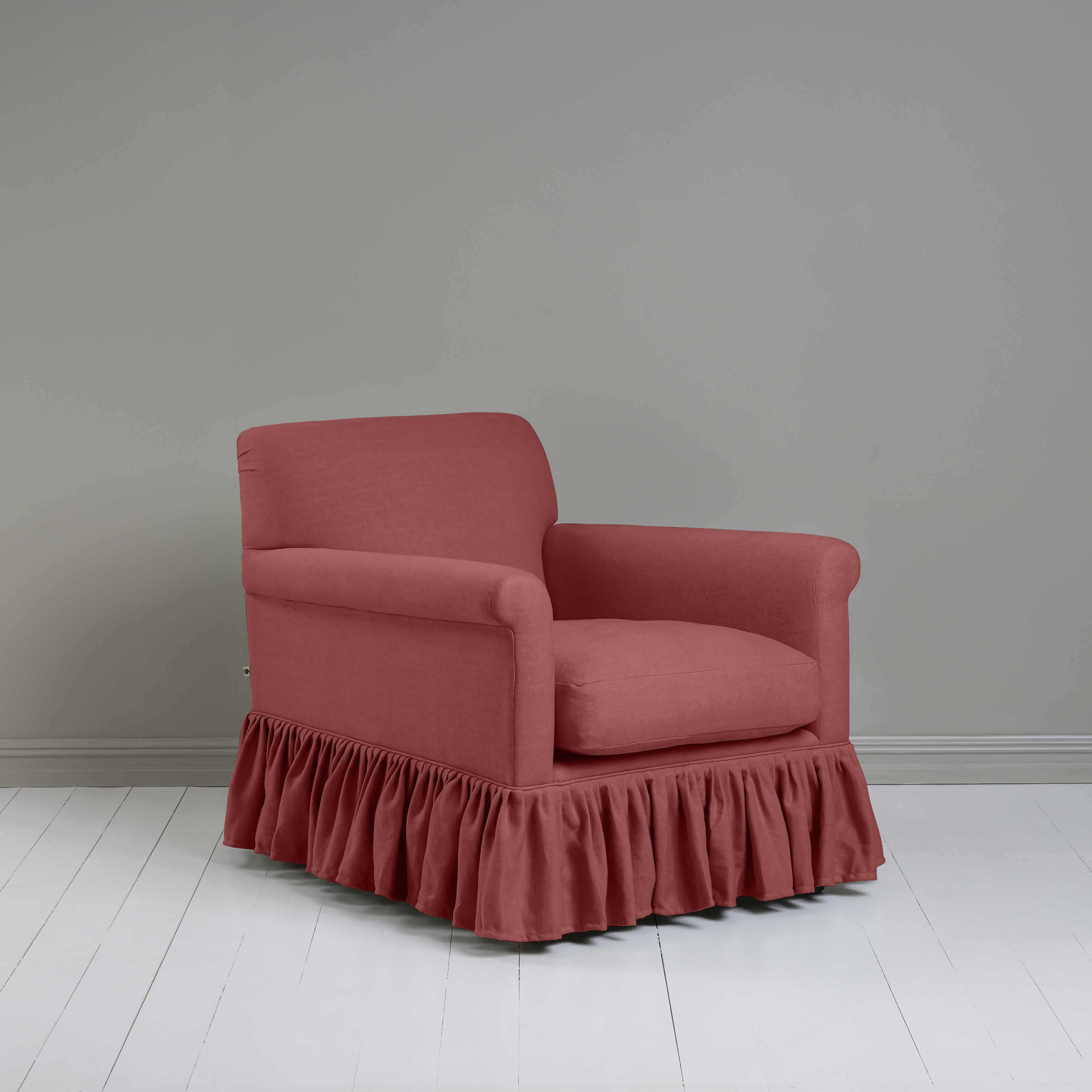  Curtain Call Armchair in Laidback Linen Rouge - Nicola Harding 