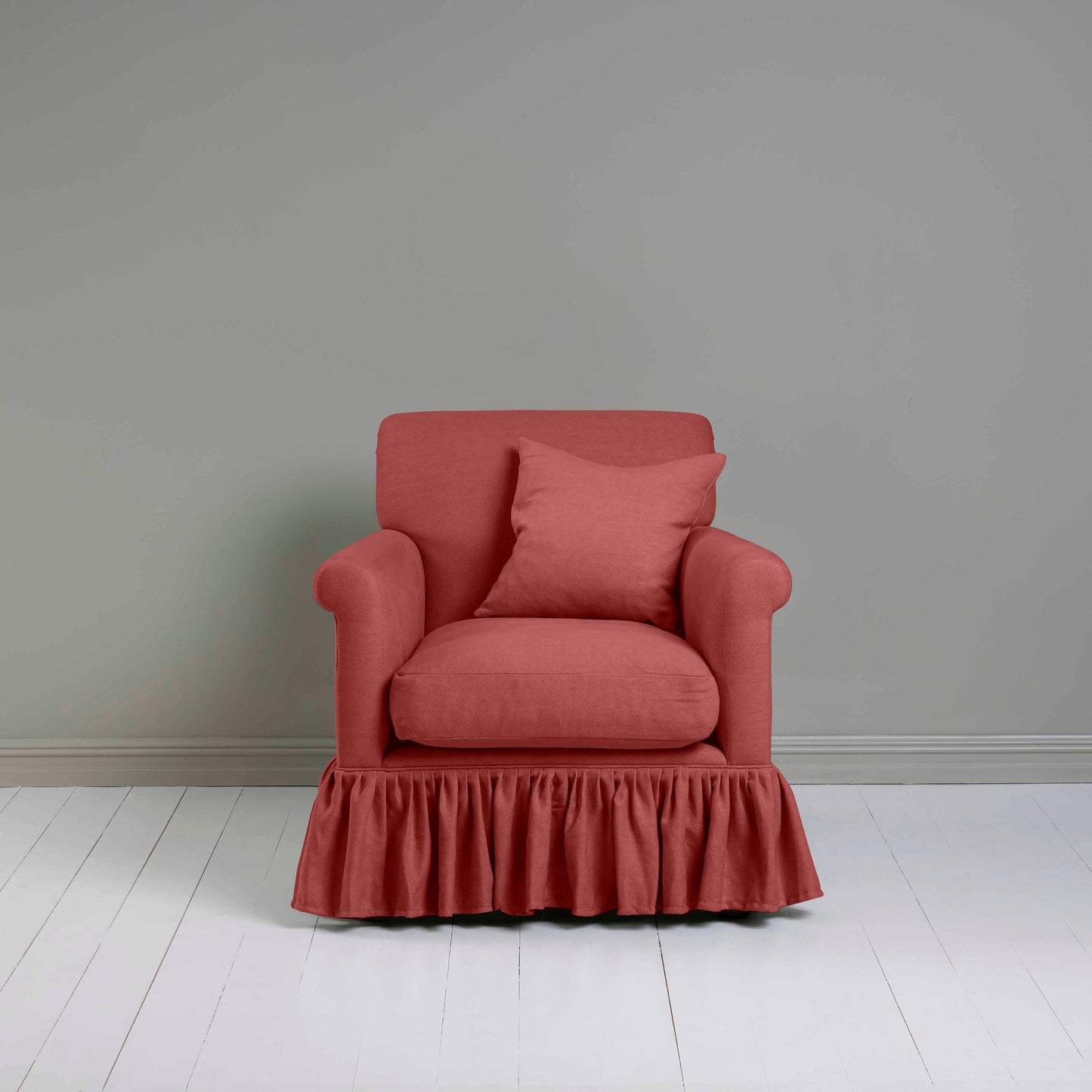 Curtain Call Armchair in Laidback Linen Rouge - Nicola Harding