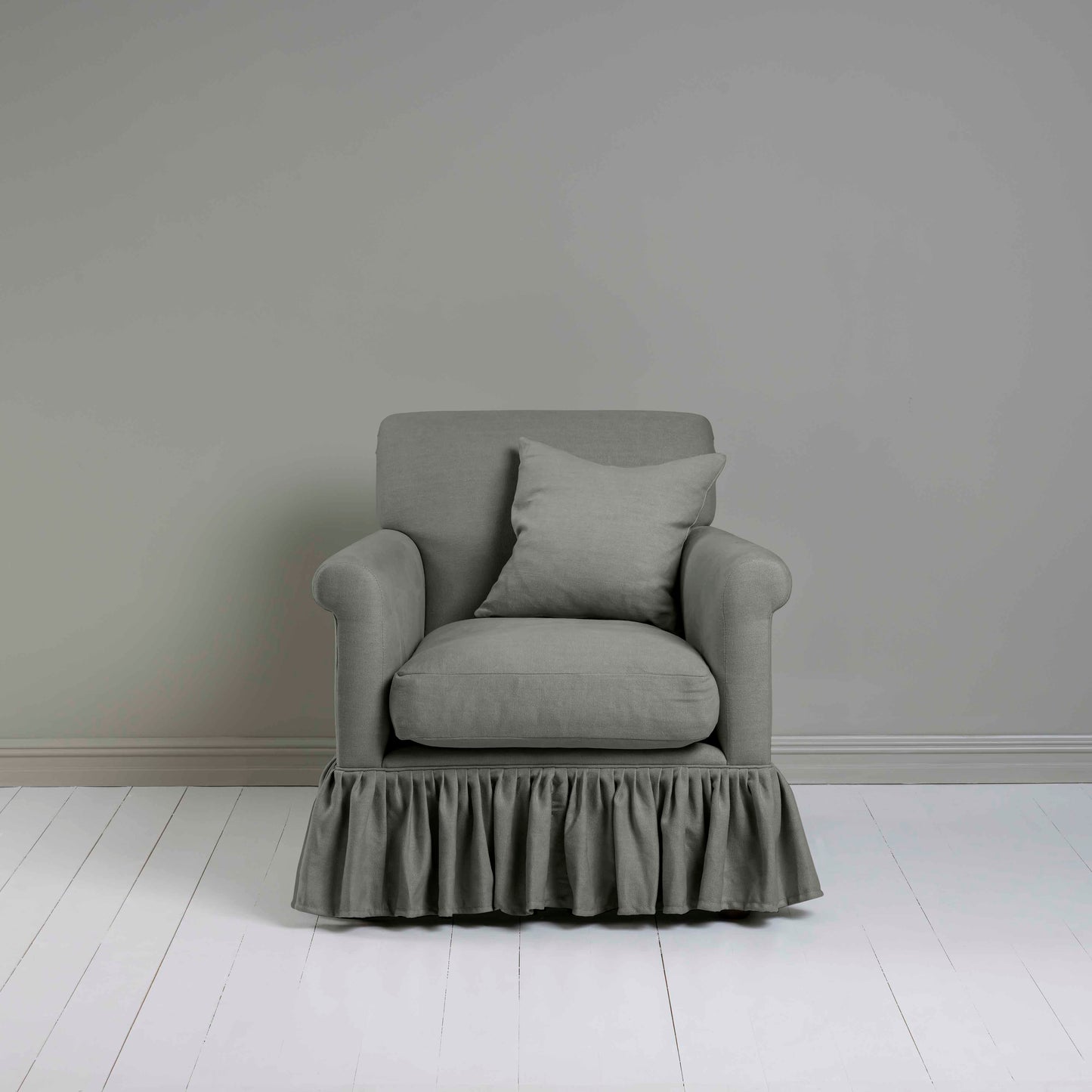 Curtain Call Armchair in Laidback Linen Shadow - Nicola Harding