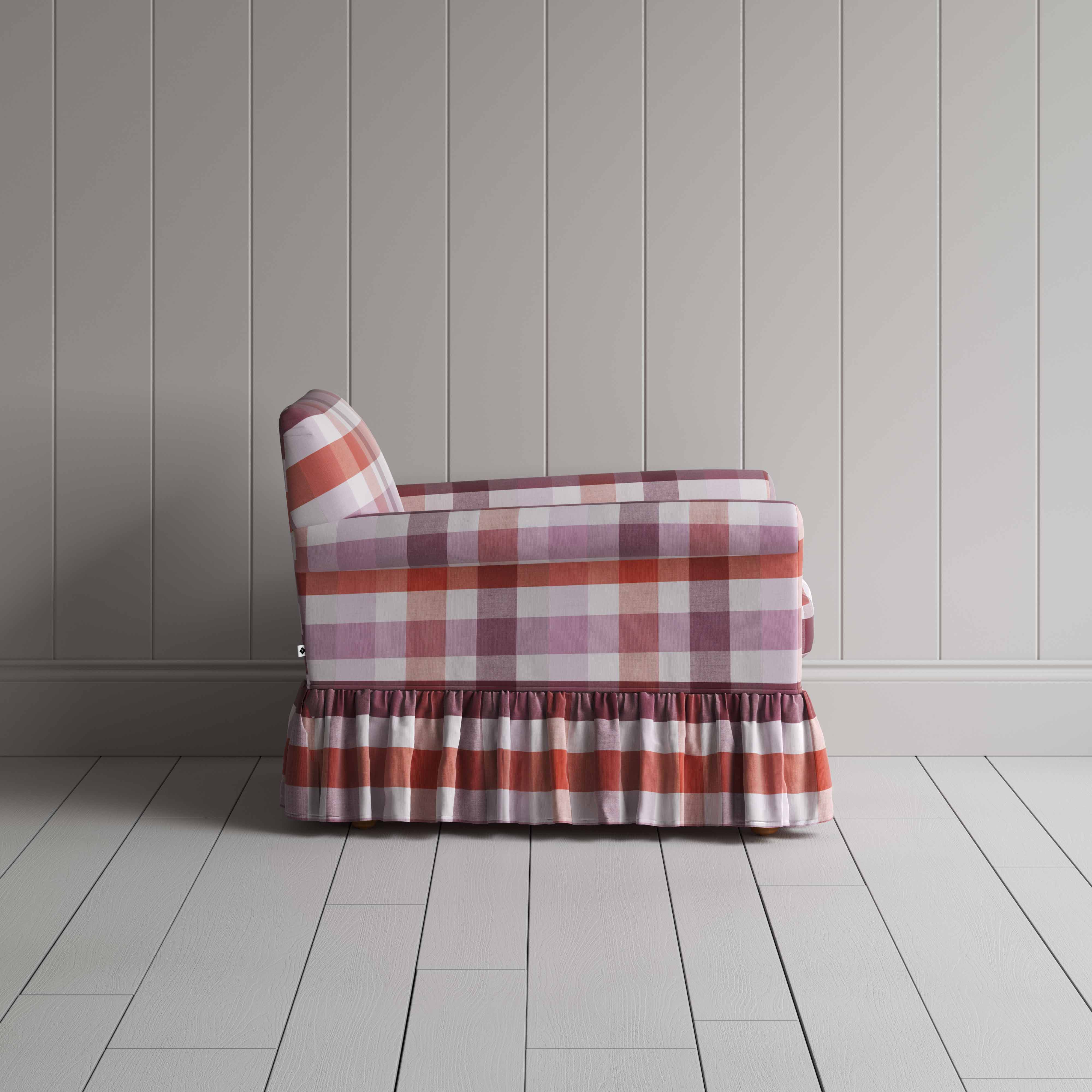  Curtain Call Armchair in Checkmate Cotton, Berry - Nicola Harding 