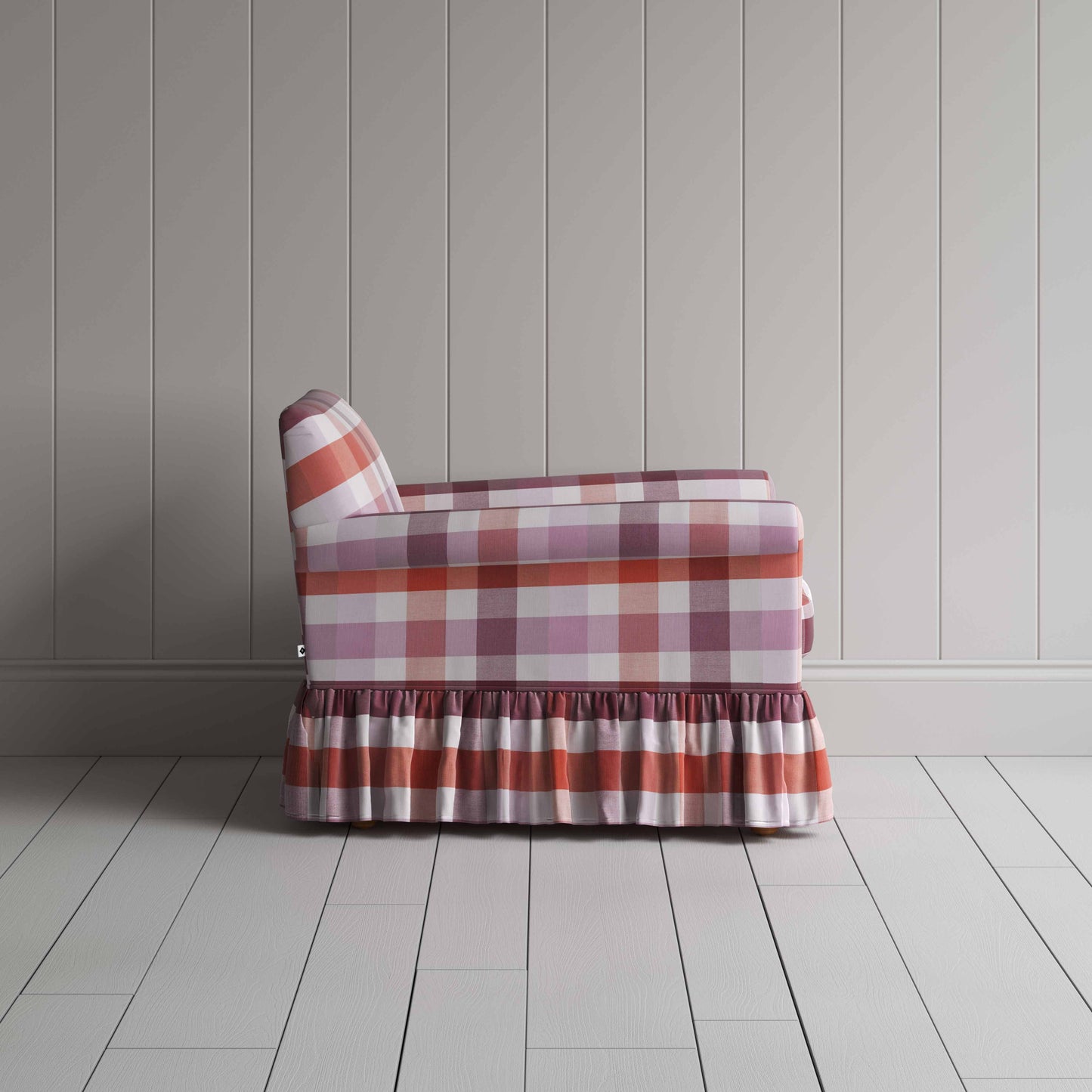 Curtain Call Armchair in Checkmate Cotton, Berry - Nicola Harding