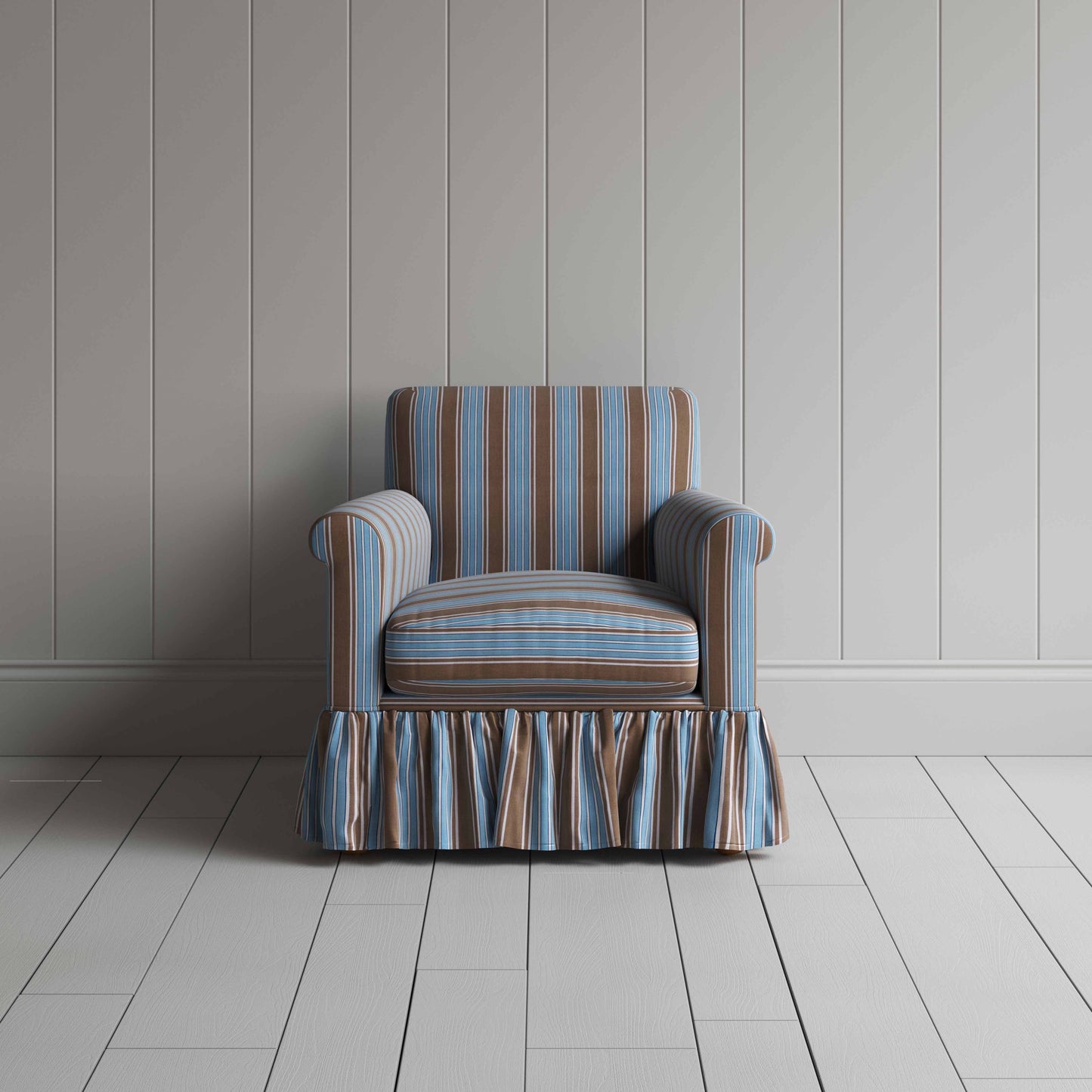 Curtain Call Armchair in Regatta Cotton, Blue - Nicola Harding