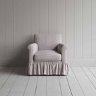  Curtain Call Armchair in Ticking Cotton, Berry, Front View - Nicola Harding 