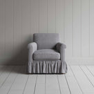  Curtain Call Armchair in Ticking Cotton, Blue Brown, Front View - Nicola Harding 