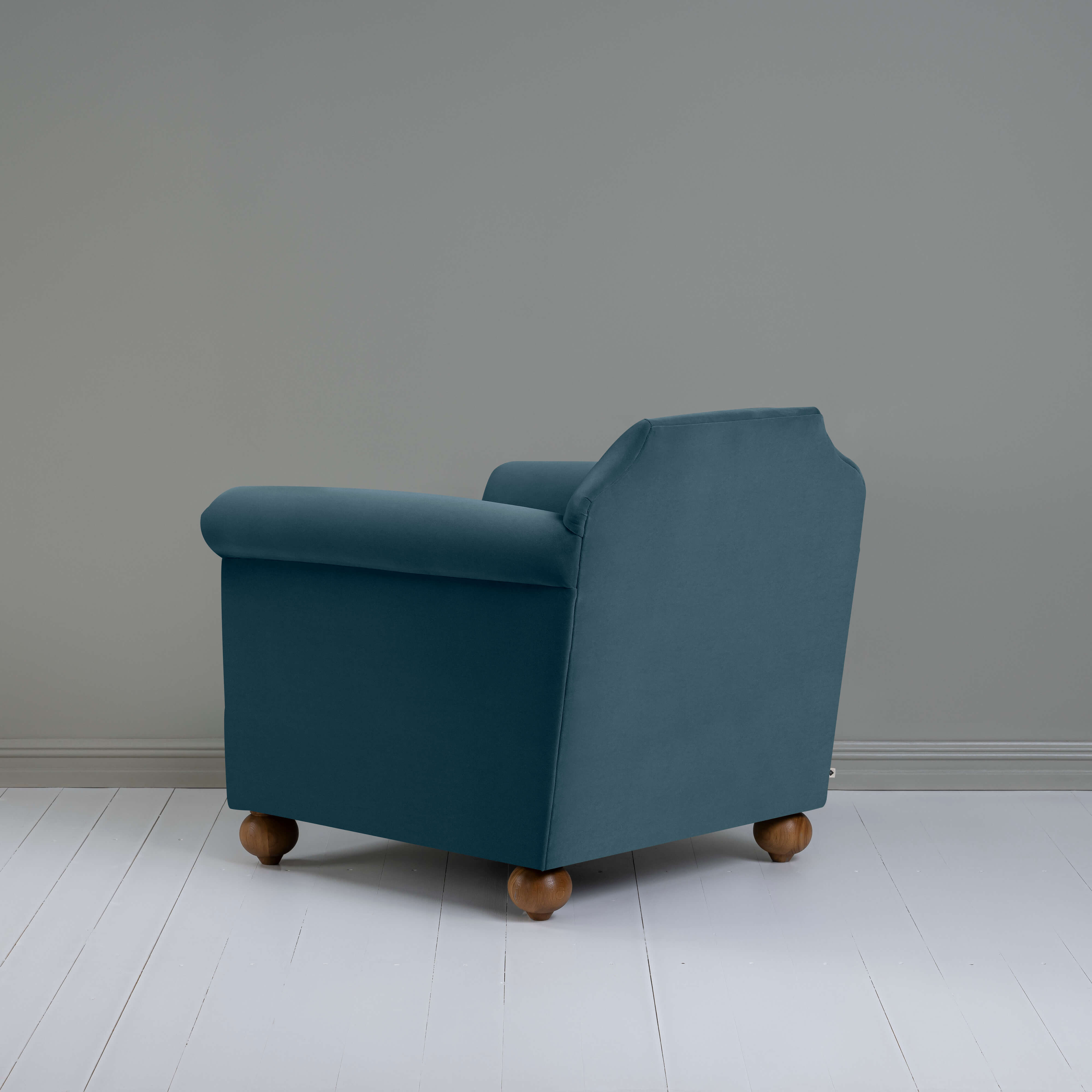  Dolittle Armchair in Intelligent Velvet Aegean, Back View - Nicola Harding 