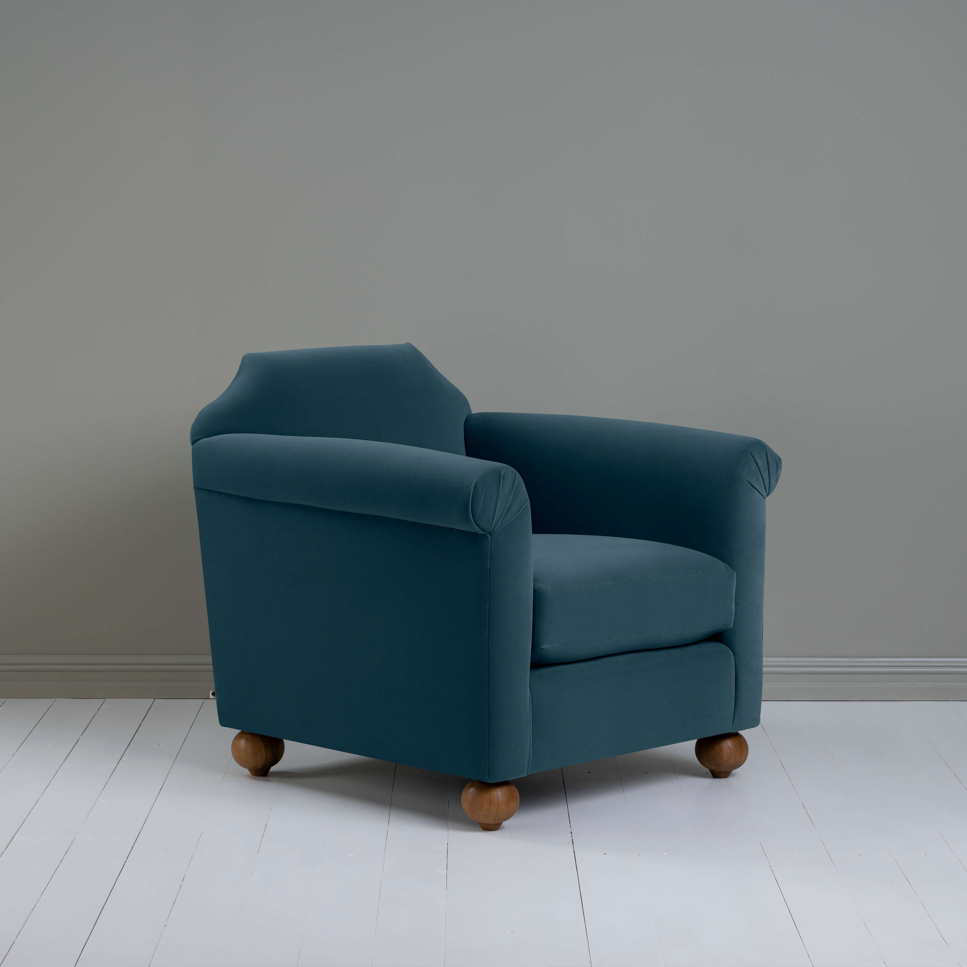  Dolittle Armchair in Intelligent Velvet Aegean - Nicola Harding 