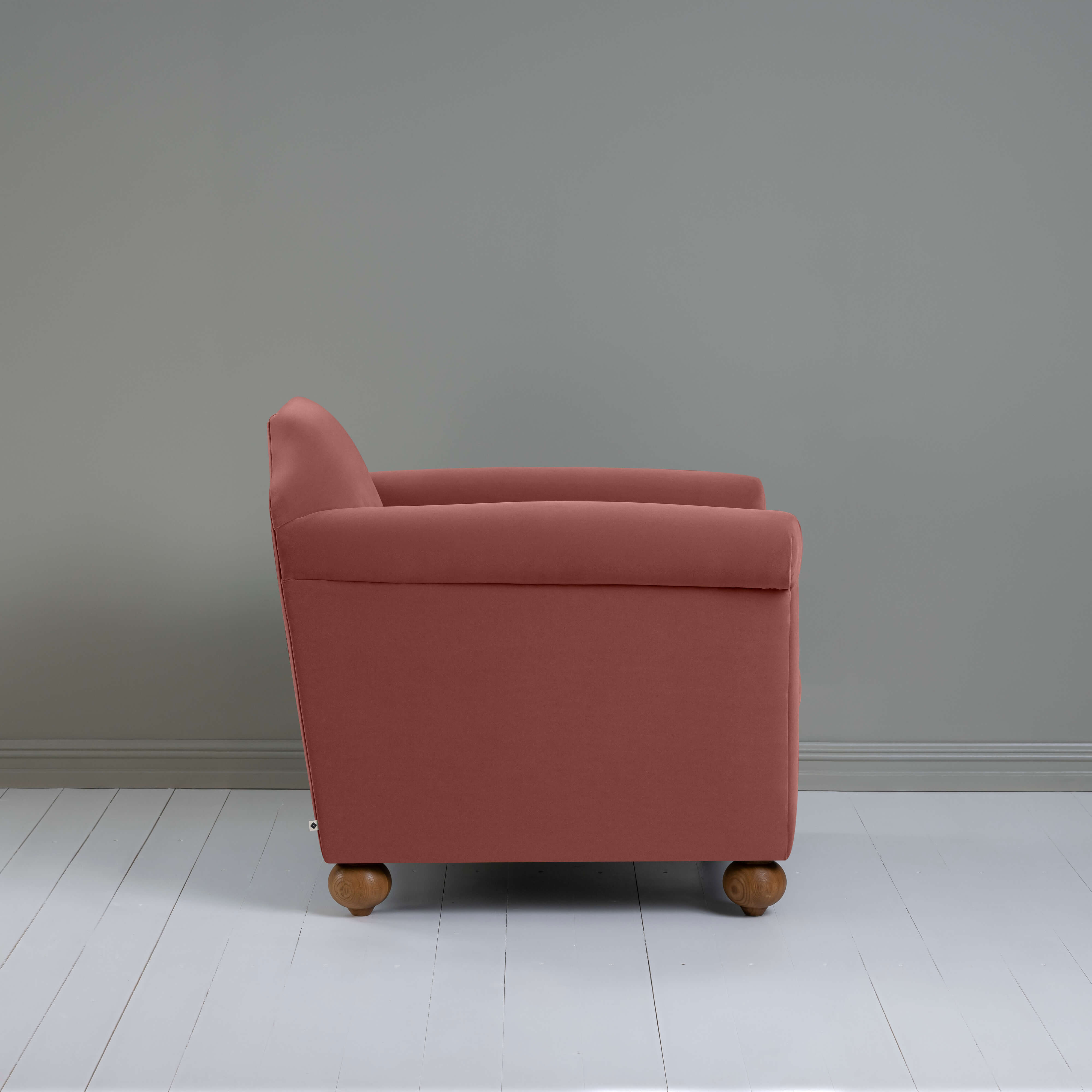  Dolittle Armchair in Intelligent Velvet Damson, Side View - Nicola Harding 