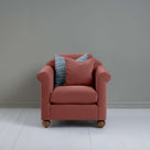  Dolittle Armchair in Intelligent Velvet Damson, With 1 Matching and 1 Slow Lane Cotton Linen, Blue Cushion - Nicola Harding 