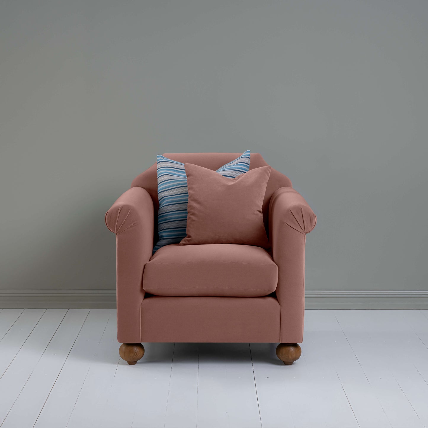 Dolittle Armchair in Intelligent Velvet Dusky Pink - Nicola Harding