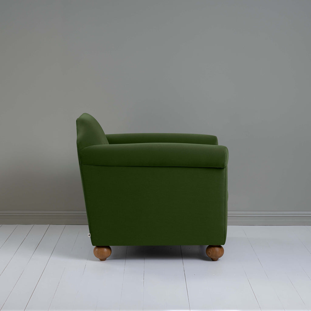  Dolittle Armchair in Intelligent Velvet Juniper, Side View - Nicola Harding 