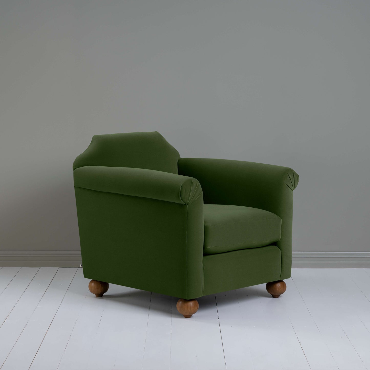 Dolittle Armchair in Intelligent Velvet Juniper - Nicola Harding