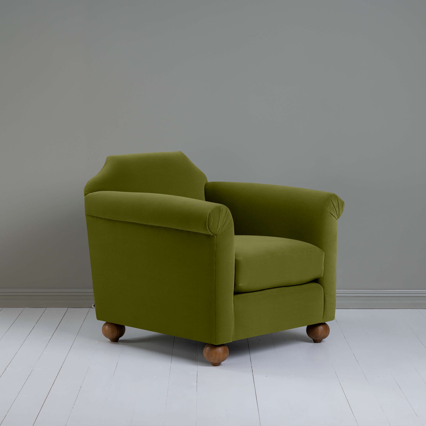 Dolittle Armchair in Intelligent Velvet Lawn - Nicola Harding