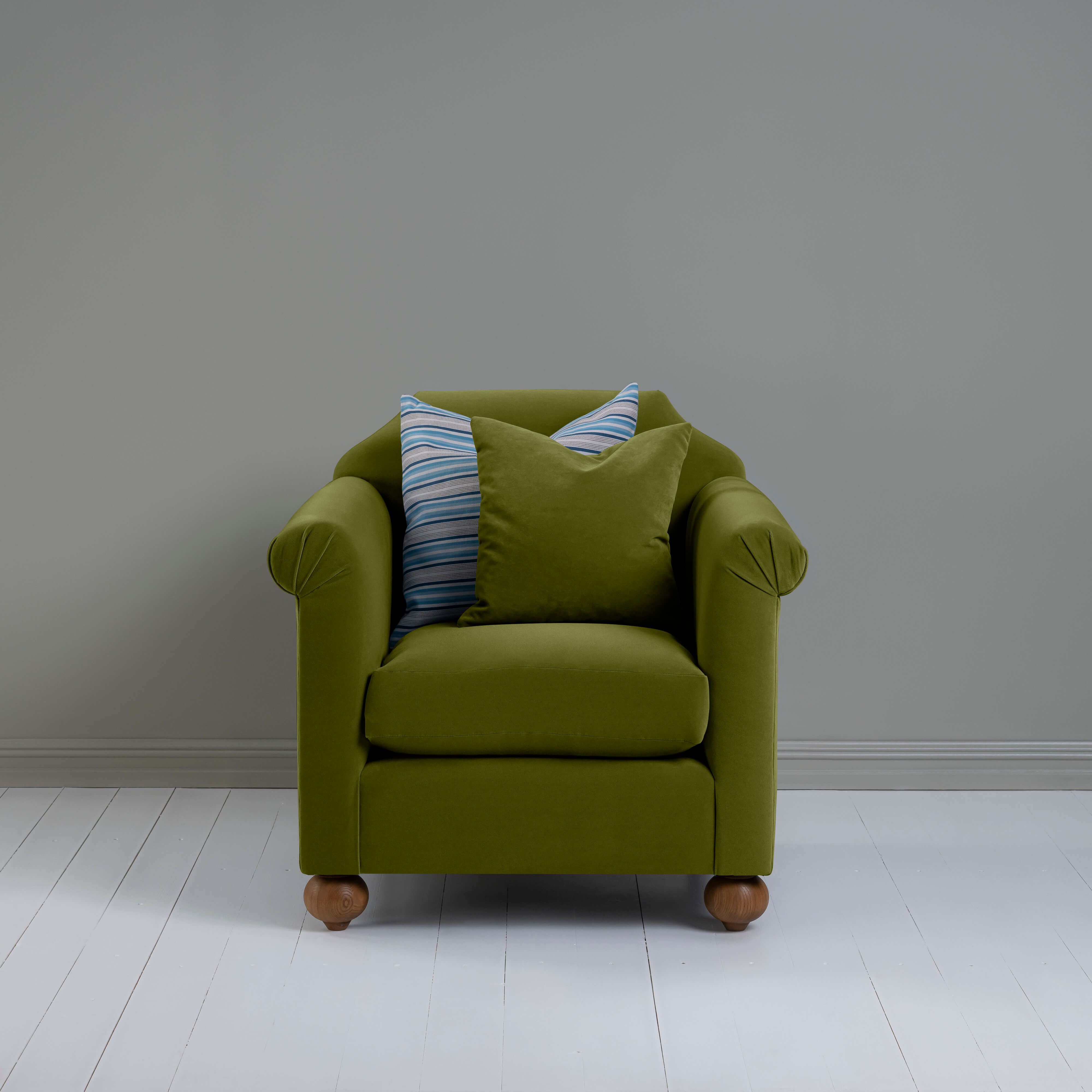  Dolittle Armchair in Intelligent Velvet Lawn - Nicola Harding 