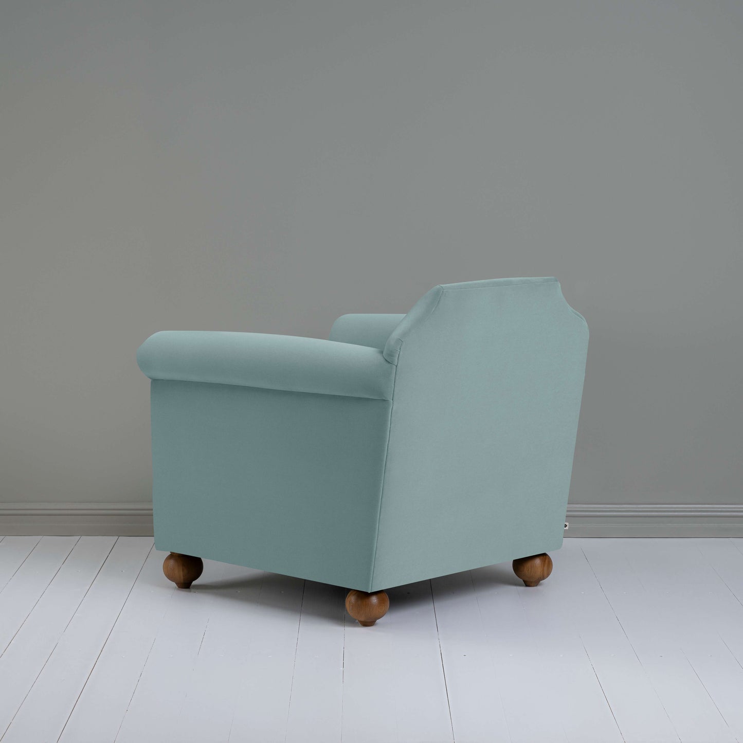 Dolittle Armchair in Intelligent Velvet Mineral - Nicola Harding