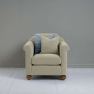  Dolittle Armchair in Intelligent Velvet Moonstone, With 1 Matching and 1 Slow Lane Cotton Linen, Blue Cushion - Nicola Harding 