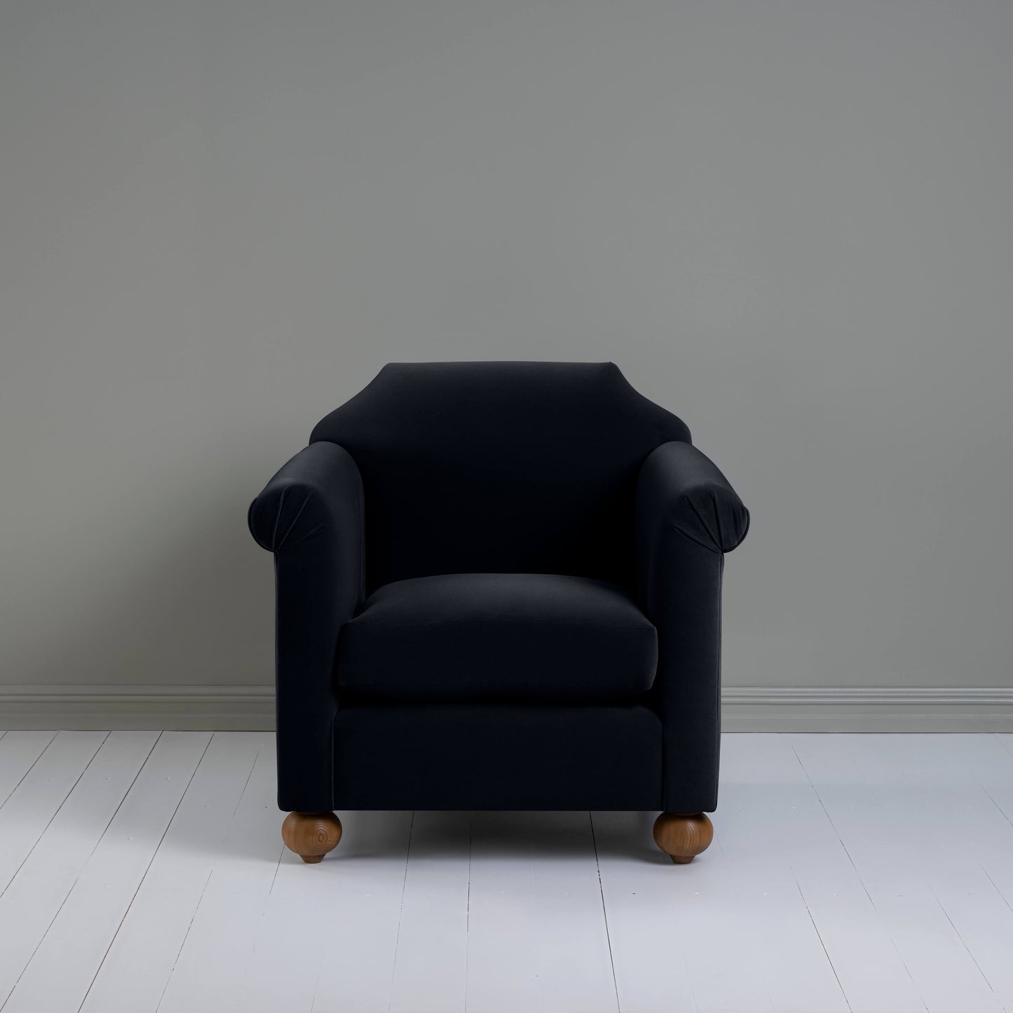 Dolittle Armchair in Intelligent Velvet Onyx - Nicola Harding