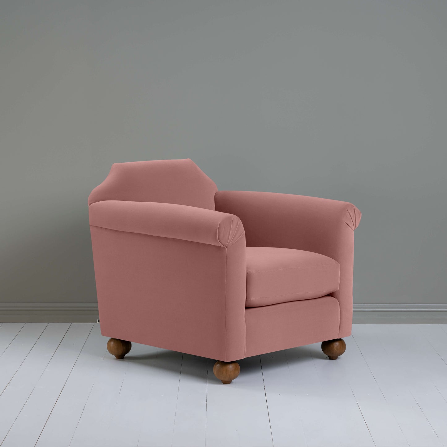 Dolittle Armchair in Intelligent Velvet Rose - Nicola Harding