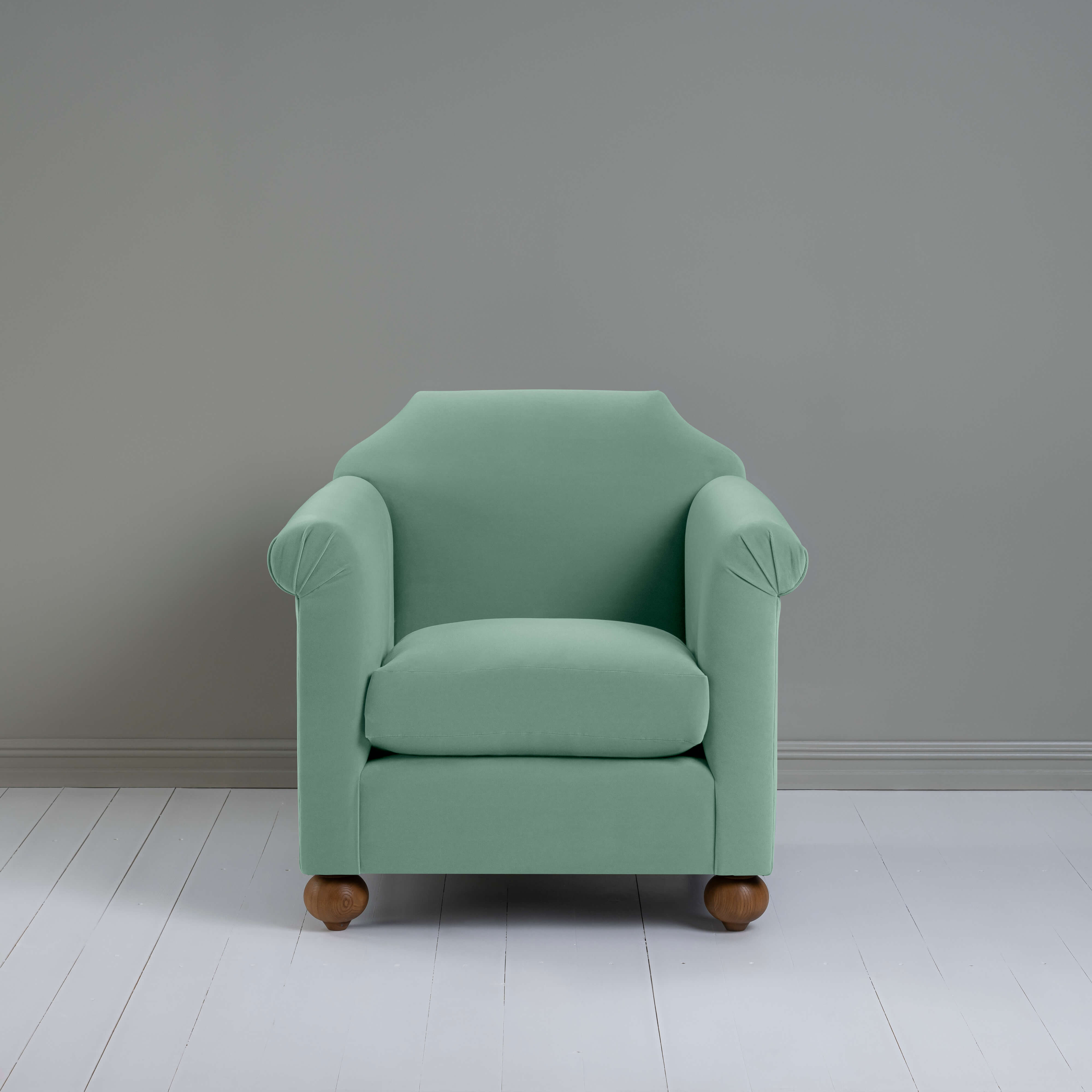  Dolittle Armchair in Intelligent Velvet Sea Mist - Nicola Harding 